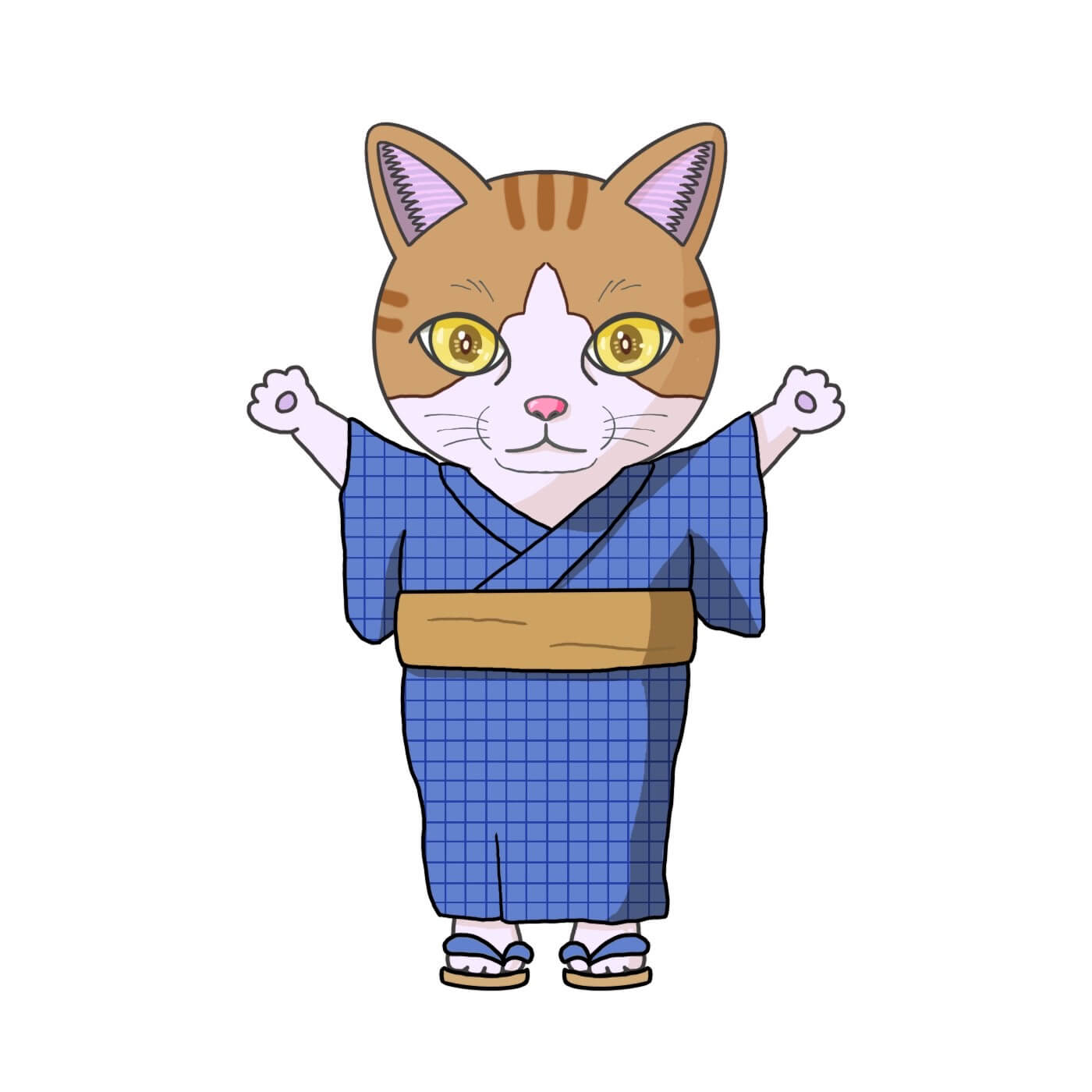 かわいい猫の浴衣姿のイラスト（かつとし）