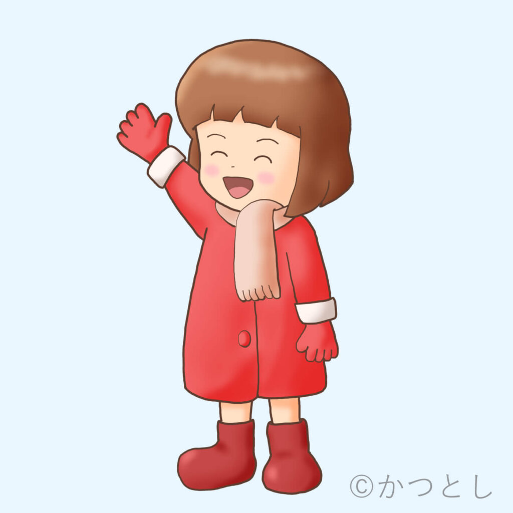 冬の日常シリーズの女の子イラスト(かつとし)