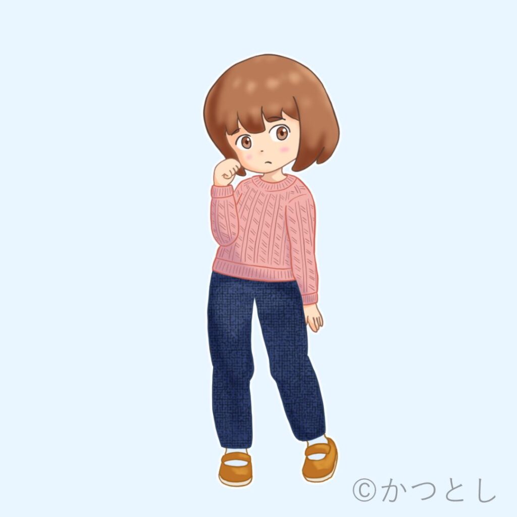 セーターを着た女の子のイラスト（2026年1月制作）